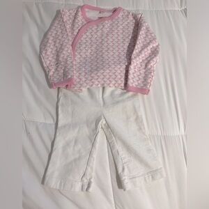 Magnetic Me 0-3 mos pink & white heart print top & Carter’s 3 mos white pants